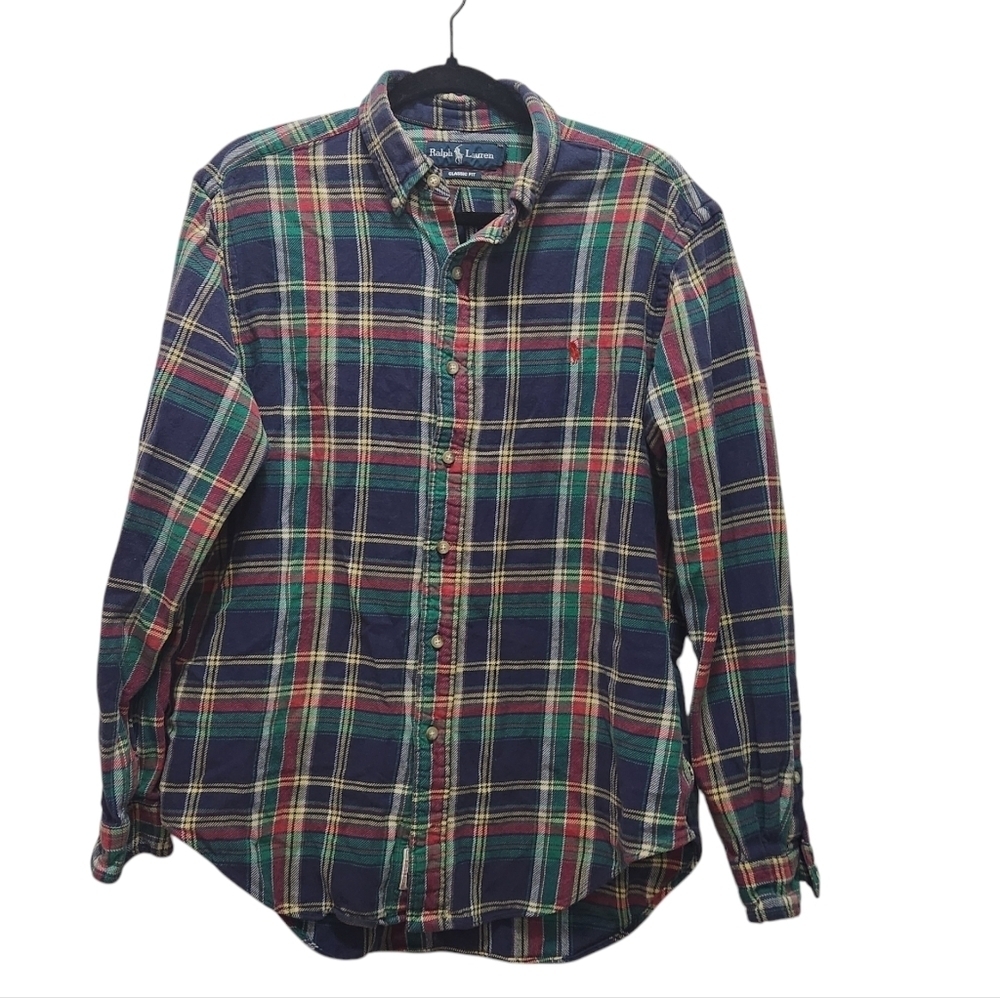 Vintage Genuine Ralph Lauren Mountain Equipment Plaid Flannel Men's Size L Red
